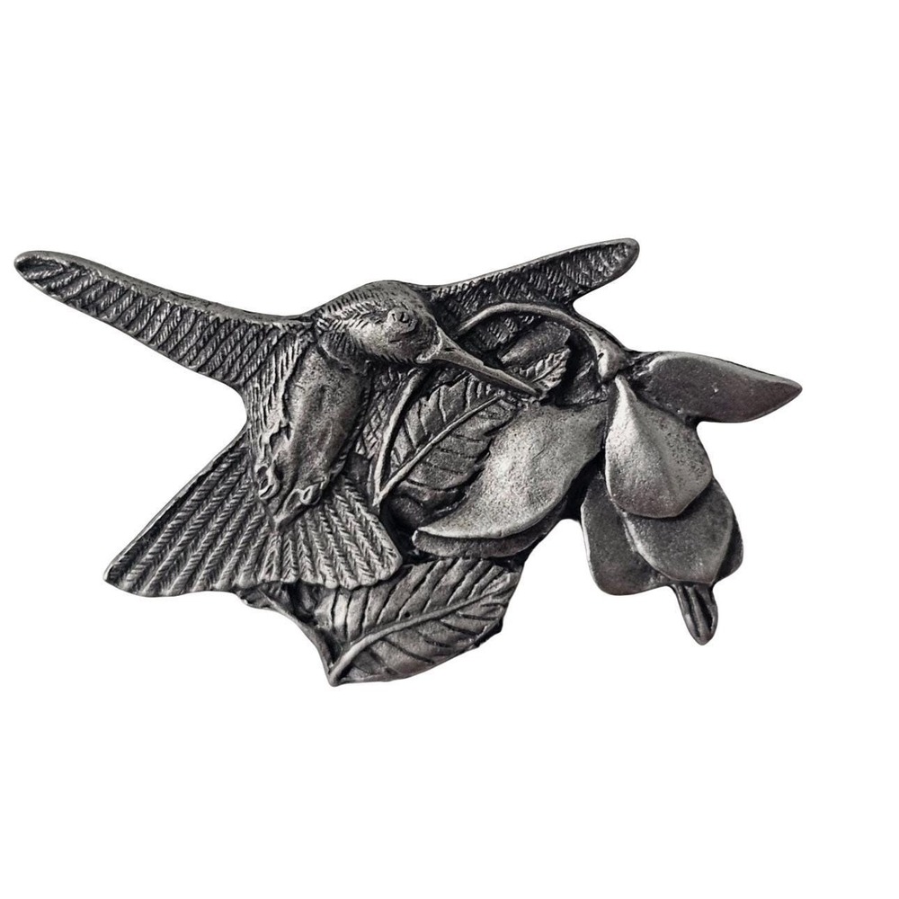 Birds & Blooms Vtg Premiere Edition 1995-1996 Hummingbird‎ Pewter Brooch Pin
